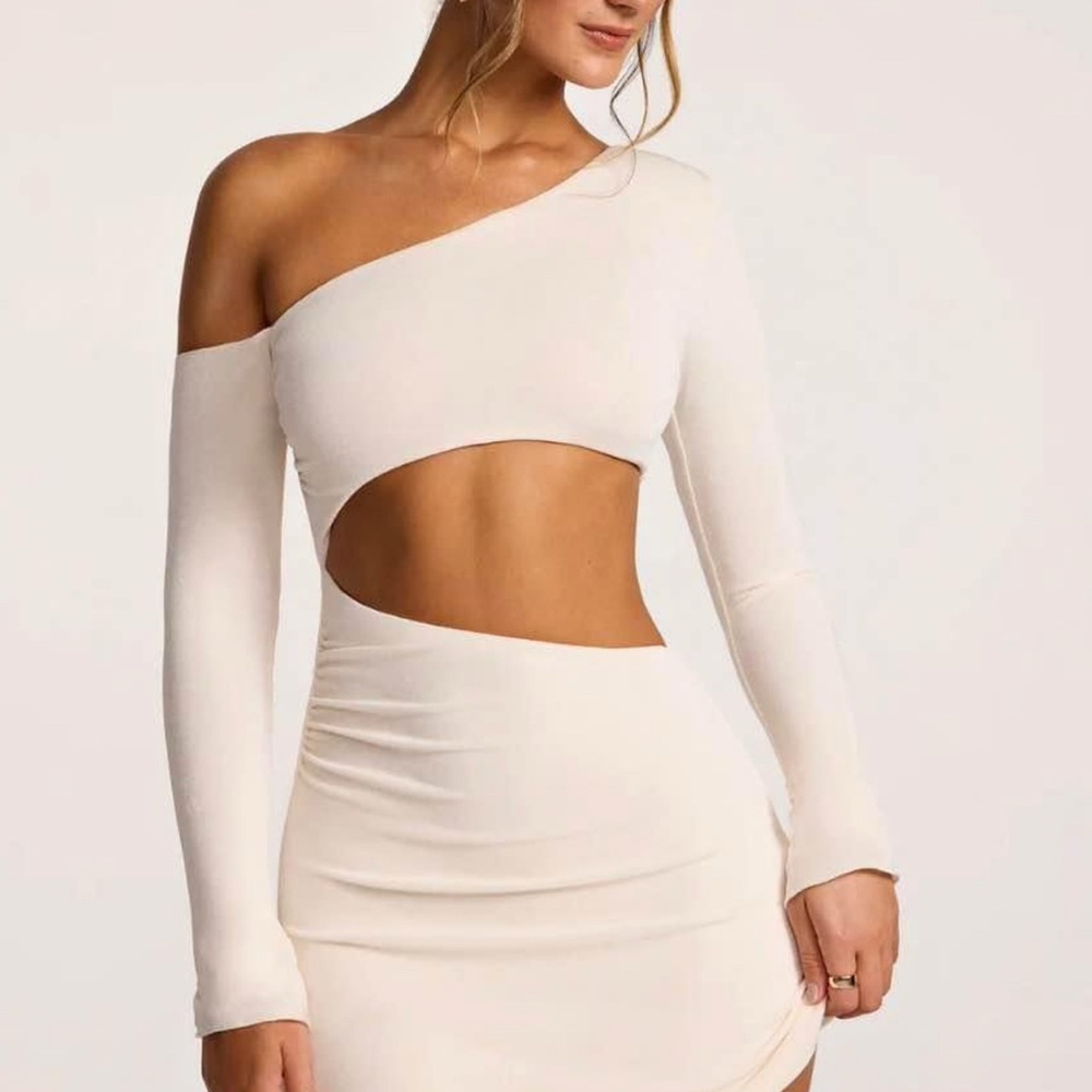 Oh Polly Asymmetrical Cream Dress